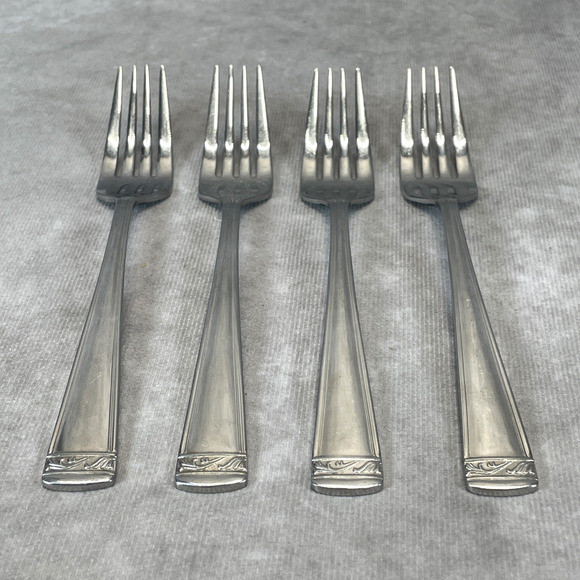 Lenox Other - Lot of 4 Dinner Forks Lenox LANDMARK PLATINUM GLOSSY 18/10 Stainless China 7"